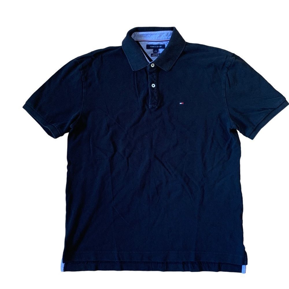 Tommy Hilfiger Black Polo Short Sleeve Size Large - Picture 1 of 7